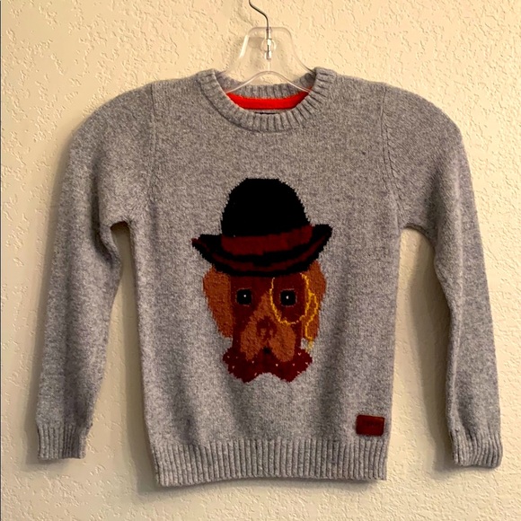 Boys “Ted by Ted Baker” Gray Sweater with intarsia dapper hound dog Size 5y - Picture 1 of 8